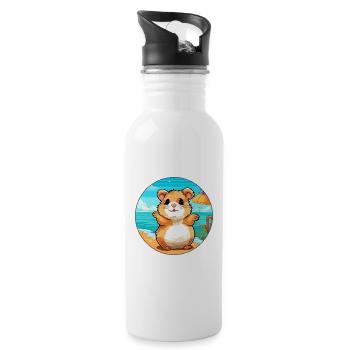 Hamster aquarelle dessin animé Kawaii Clipart Animal - Gourde avec paille intégrée - blanc - Droite