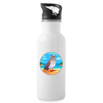 Taube Aquarell Karikatur Kawaii Clipart Tier - Trinkflasche mit integriertem Trinkhalm - Weiß - Rechts
