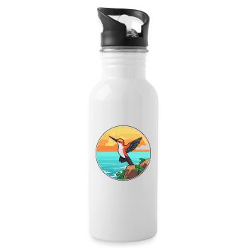 Colibri aquarelle dessin animé Kawaii Clipart animal de compagnie - Gourde avec paille intégrée - blanc - Droite