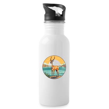 Impala Aquarell Karikatur Kawaii Clipart Tier - Trinkflasche mit integriertem Trinkhalm - Weiß - Rechts