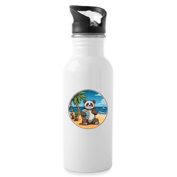 Panda Aquarell Karikatur Kawaii Clipart Tier - Trinkflasche mit integriertem Trinkhalm - Weiß - Rechts