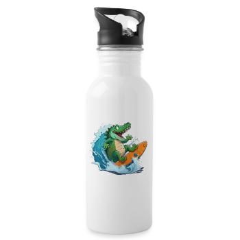Croco sur la plage - Gourde avec paille intégrée - blanc - Droite