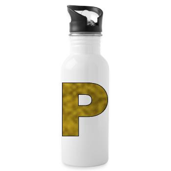 Lettre P Or - Gourde avec paille intégrée - blanc - Droite