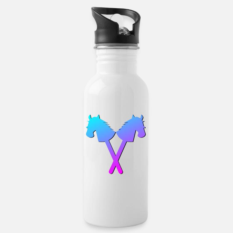 HOBBY HORSING - STECKENPFERDE - Trinkflasche mit integriertem Trinkhalm - Weiß