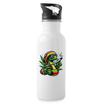 Jamaican Stoner Cobra - Water bottle with straw - white - Right