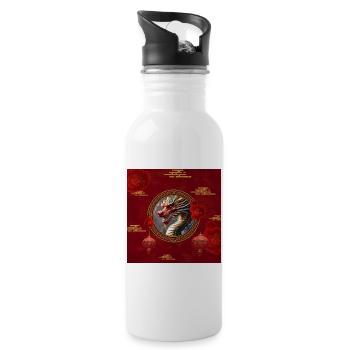 Happy New Year of the Chinese Dragon - Water bottle with straw - white - Right