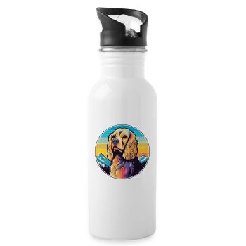 American Cocker Spaniel chien race Cartoon Kawaii W - Gourde avec paille intégrée - blanc - Droite