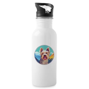 Australian Terrier Hunderasse Karikatur Kawaii Waterc - Trinkflasche mit integriertem Trinkhalm - Weiß - Rechts