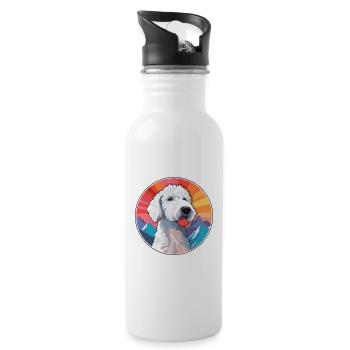 Bedlington Terrier chien race dessin animé Kawaii Waterc - Gourde avec paille intégrée - blanc - Droite