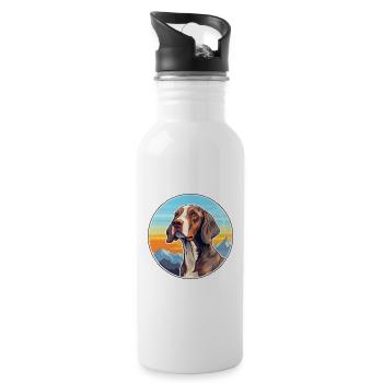 Auvergne Pointing Dog Breed Cartoon Kawaii Waterco - Water bottle with straw - white - Right
