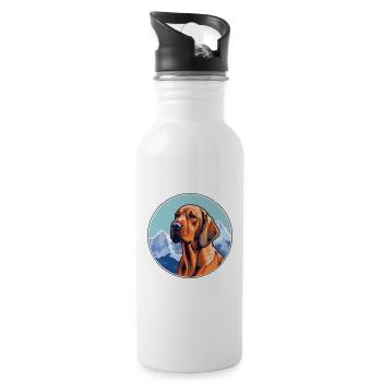 Bavarian Mountain Hound Dog Breed Cartoon Kawaii W - Water bottle with straw - white - Right