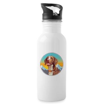 Chien d’arrêt belge race Cartoon Kawaii Watercolo - Gourde avec paille intégrée - blanc - Droite