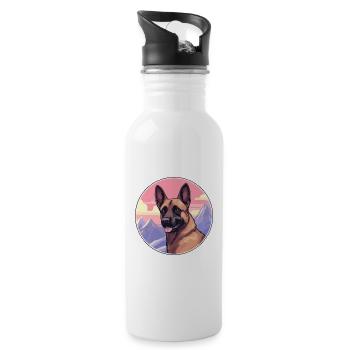 Chien Malinois Belge Race Cartoon Kawaii Watercol - Gourde avec paille intégrée - blanc - Droite