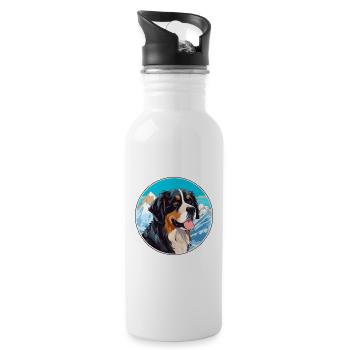 Berger De Beauce Dog Breed Cartoon Kawaii Watercol - Water bottle with straw - white - Right