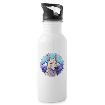 Bleu Thai Ridgeback chien race Cartoon Kawaii eau - Gourde avec paille intégrée - blanc - Droite