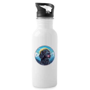Épagneul Picard bleu race chien dessin animé Kawaii Wate - Gourde avec paille intégrée - blanc - Droite