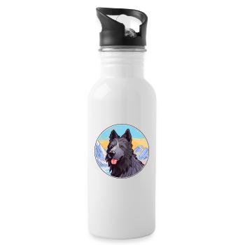 Chien de berger belge race de chien Cartoon Kawaii Watercol - Gourde avec paille intégrée - blanc - Droite