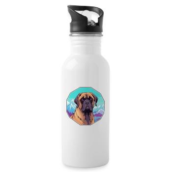 Brasilianische Dogge Hunderasse Cartoon Kawaii Waterco - Trinkflasche mit integriertem Trinkhalm - Weiß - Rechts