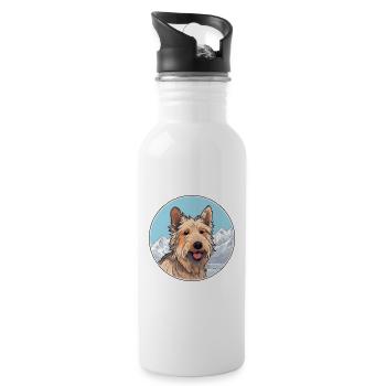 Berger Picard Hunderasse Cartoon Kawaii Aquarell - Trinkflasche mit integriertem Trinkhalm - Weiß - Rechts