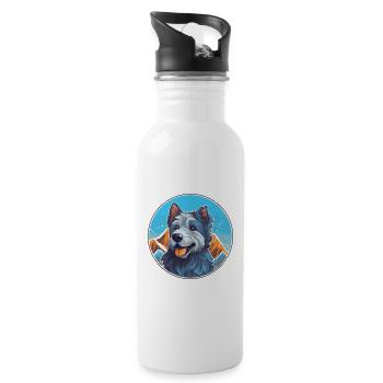 Bleu De Gascogne Dog Breed Cartoon Kawaii Watercol - Water bottle with straw - white - Right
