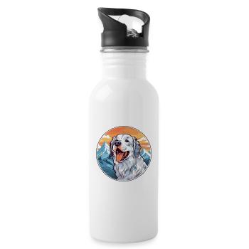 Cao De Gado Transmontano Hunderasse Cartoon Kawaii - Trinkflasche mit integriertem Trinkhalm - Weiß - Rechts