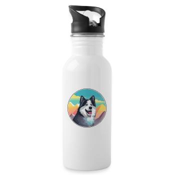 Cao Da Serra De Aires Hunderasse Cartoon Kawaii Wat - Trinkflasche mit integriertem Trinkhalm - Weiß - Rechts