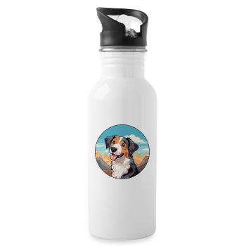 Cimarron Uruguayo Dog Breed Cartoon Kawaii Waterco - Water bottle with straw - white - Right