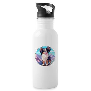 Continental Toy Spaniel Chien Race Cartoon Kawaii W - Gourde avec paille intégrée - blanc - Droite