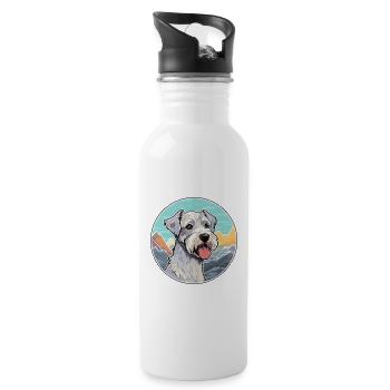 Cesky Terrier Hunderasse Cartoon Kawaii Aquarell - Trinkflasche mit integriertem Trinkhalm - Weiß - Rechts