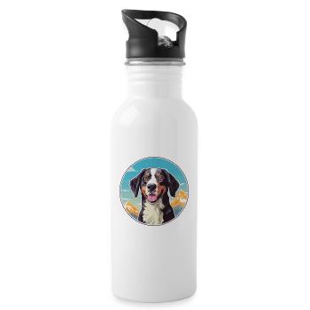 Deutsche Bracke Hunderasse Cartoon Kawaii Watercolo - Trinkflasche mit integriertem Trinkhalm - Weiß - Rechts