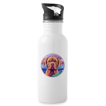 Bordeauxdogge Hunderasse Cartoon Kawaii Waterco - Trinkflasche mit integriertem Trinkhalm - Weiß - Rechts