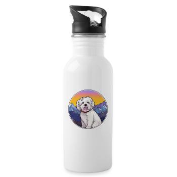 Coton De Tuléar Race De Chien Cartoon Kawaii Watercolo - Gourde avec paille intégrée - blanc - Droite