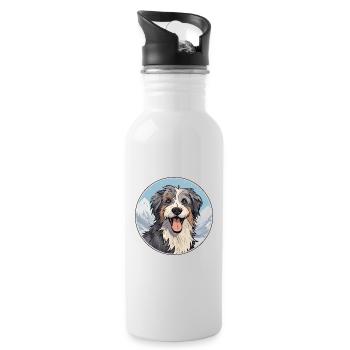 Chien de berger croate race de chien dessin animé Kawaii Waterco - Gourde avec paille intégrée - blanc - Droite
