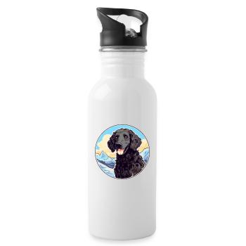 Lockige beschichtete Retriever-Hunderasse Karikatur Kawaii Wa - Trinkflasche mit integriertem Trinkhalm - Weiß - Rechts
