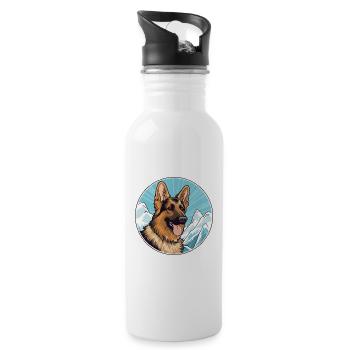 Deutscher Wachtelhund Hunderasse Cartoon Kawaii Wat - Trinkflasche mit integriertem Trinkhalm - Weiß - Rechts