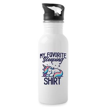 Licorne Sommeil Humour Cadeau Pyjama Flemme - Gourde avec paille intégrée - blanc - Droite