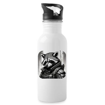 Casual Cyberspace Raccoon - Water bottle with straw - white - Right