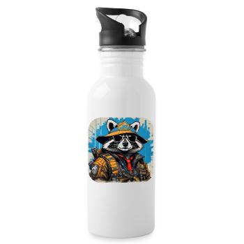 Raton laveur du cyberespace cool - Gourde avec paille intégrée - blanc - Droite