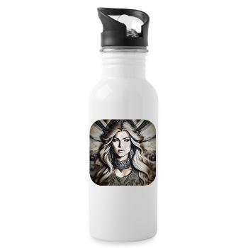 Mystical Fantasy Woman - Water bottle with straw - white - Right
