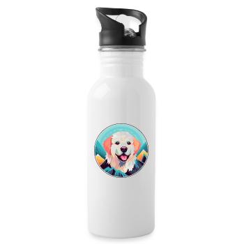 Niedliche Hunderasse Cartoon Kawaii Aquarell - Trinkflasche mit integriertem Trinkhalm - Weiß - Rechts