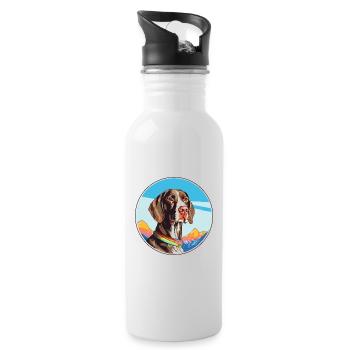 French Gascony Pointer Dog Breed Cartoon Kawaii Wa - Water bottle with straw - white - Right