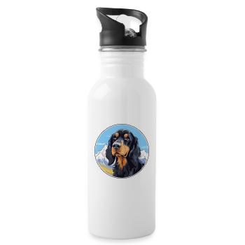Gordon Setter chien race dessin animé Kawaii aquarelle - Gourde avec paille intégrée - blanc - Droite