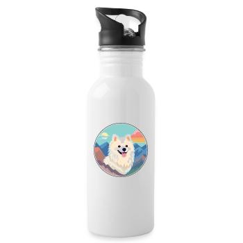 Spitz indien chien race Cartoon Kawaii aquarelle - Gourde avec paille intégrée - blanc - Droite