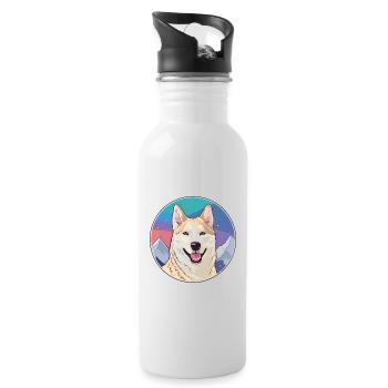 Jindo Hunderasse Karikatur Kawaii Aquarell - Trinkflasche mit integriertem Trinkhalm - Weiß - Rechts