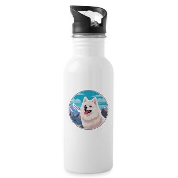 Spitz japonais chien race dessin animé Kawaii aquarelle - Gourde avec paille intégrée - blanc - Droite