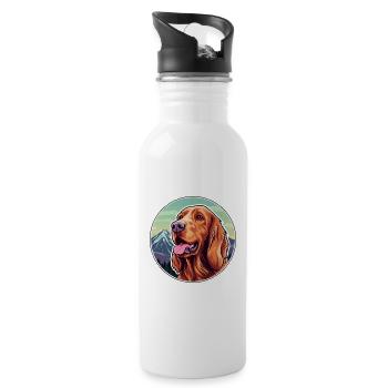 Irischer Setter Hund Rasse Cartoon Kawaii Aquarell - Trinkflasche mit integriertem Trinkhalm - Weiß - Rechts