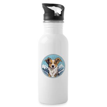 Havenese chien race dessin animé Kawaii aquarelle - Gourde avec paille intégrée - blanc - Droite