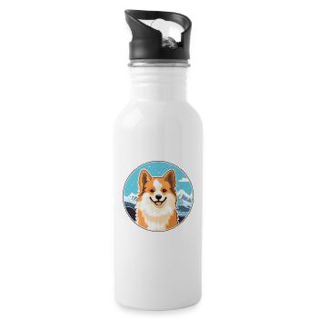 Isländischer Schäferhund Hund Rasse Cartoon Kawaii Waterc - Trinkflasche mit integriertem Trinkhalm - Weiß - Rechts