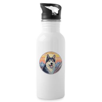 Kishu Ken Hunderasse Cartoon Kawaii Aquarell - Trinkflasche mit integriertem Trinkhalm - Weiß - Rechts
