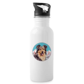 Kuchi Afghanischer Schäferhund Hunderasse Karikatur Kawaii Wate - Trinkflasche mit integriertem Trinkhalm - Weiß - Rechts